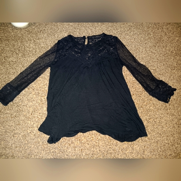 Black Lace High-Neck Blouse - Picture 2 of 5
